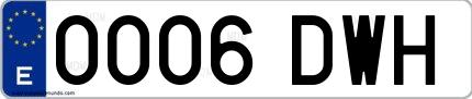 Ejemplo de matrícula española 0006 DWH