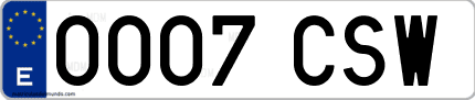 Ejemplo de matrícula de coche ordinaria 0007 CSW