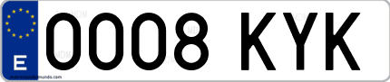 Ejemplo de matrícula de coche ordinaria 0008 KYK