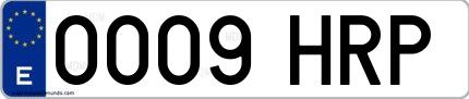 Ejemplo de matrícula española 0009 HRP