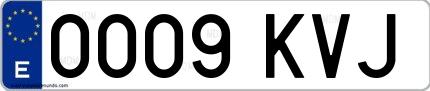 Ejemplo de matrícula española 0009 KVJ
