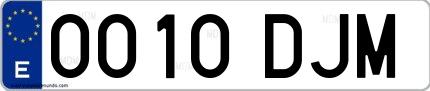 Ejemplo de matrícula española 0010 DJM