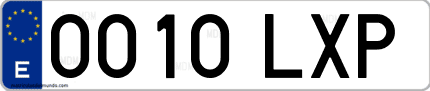 Ejemplo de matrícula de coche ordinaria 0010 LXP