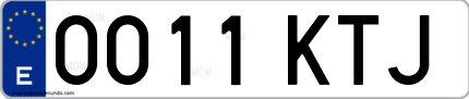 Ejemplo de matrícula de coche ordinaria 0011 KTJ