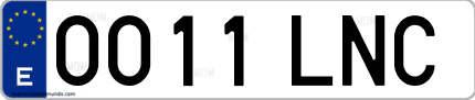 Ejemplo de matrícula de coche ordinaria 0011 LNC