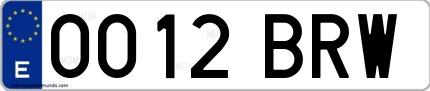 Ejemplo de matrícula española 0012 BRW