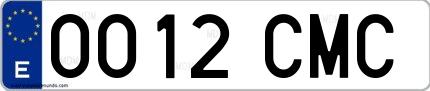 Ejemplo de matrícula española 0012 CMC