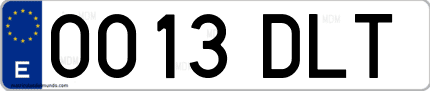 Ejemplo de matrícula de coche ordinaria 0013 DLT