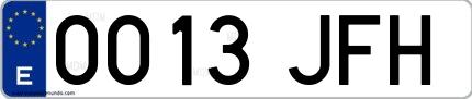 Ejemplo de matrícula española 0013 JFH