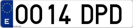 Ejemplo de matrícula española 0014 DPD