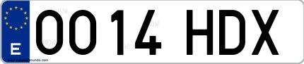 Ejemplo de matrícula española 0014 HDX
