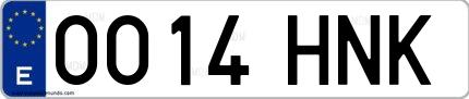 Ejemplo de matrícula española 0014 HNK