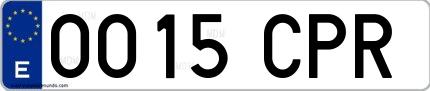 Ejemplo de matrícula española 0015 CPR