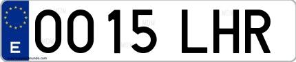 Ejemplo de matrícula española 0015 LHR