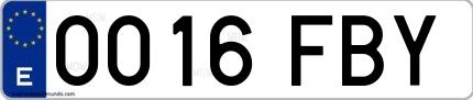 Ejemplo de matrícula española 0016 FBY