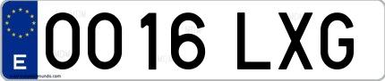 Ejemplo de matrícula española 0016 LXG