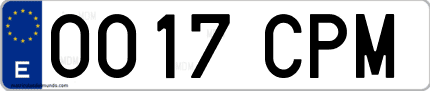 Ejemplo de matrícula de coche ordinaria 0017 CPM