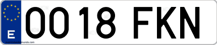 Ejemplo de matrícula de coche ordinaria 0018 FKN