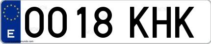 Ejemplo de matrícula española 0018 KHK