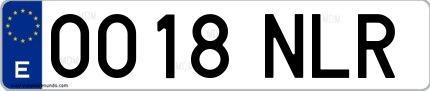 Ejemplo de matrícula española 0018 NLR