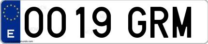 Ejemplo de matrícula española 0019 GRM