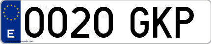 Ejemplo de matrícula de coche ordinaria 0020 GKP
