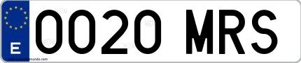 Ejemplo de matrícula española 0020 MRS
