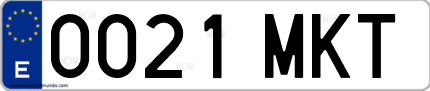 Ejemplo de matrícula de coche ordinaria 0021 MKT