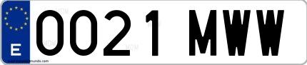 Ejemplo de matrícula española 0021 MWW