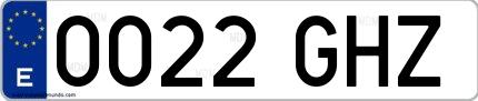 Ejemplo de matrícula española 0022 GHZ