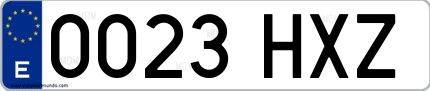 Ejemplo de matrícula española 0023 HXZ