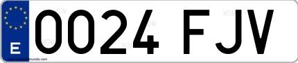 Ejemplo de matrícula española 0024 FJV