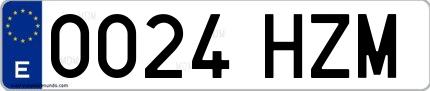 Ejemplo de matrícula española 0024 HZM
