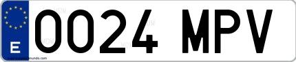 Ejemplo de matrícula española 0024 MPV