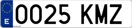 Ejemplo de matrícula española 0025 KMZ