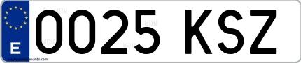 Ejemplo de matrícula española 0025 KSZ