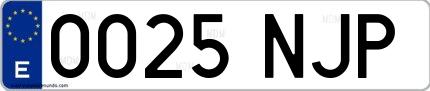 Ejemplo de matrícula española 0025 NJP