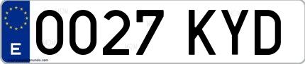 Ejemplo de matrícula española 0027 KYD