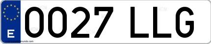 Ejemplo de matrícula española 0027 LLG