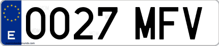 Ejemplo de matrícula de coche ordinaria 0027 MFV