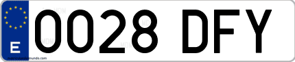Ejemplo de matrícula de coche ordinaria 0028 DFY