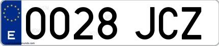 Ejemplo de matrícula española 0028 JCZ