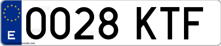 Ejemplo de matrícula de coche ordinaria 0028 KTF