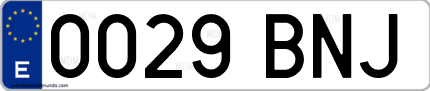 Ejemplo de matrícula de coche ordinaria 0029 BNJ