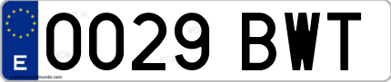 Ejemplo de matrícula de coche ordinaria 0029 BWT