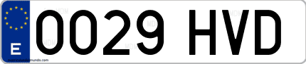 Ejemplo de matrícula de coche ordinaria 0029 HVD