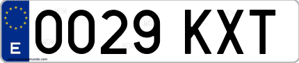Ejemplo de matrícula de coche ordinaria 0029 KXT