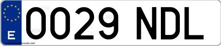 Ejemplo de matrícula española 0029 NDL