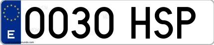 Ejemplo de matrícula española 0030 HSP