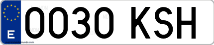 Ejemplo de matrícula de coche ordinaria 0030 KSH